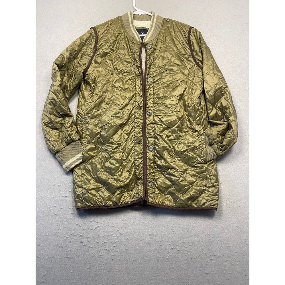 American Eagle Quilted Liner Jacket Nylon Olive Green Medium Mens